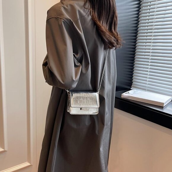 Mini Silver Evening Purse Crossbody Bag for Nightclub Parties Glam - Picture 3 of 8